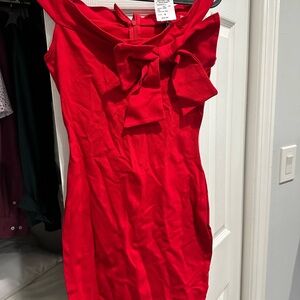 NWT Windsor off the shoulder Red bow Dress